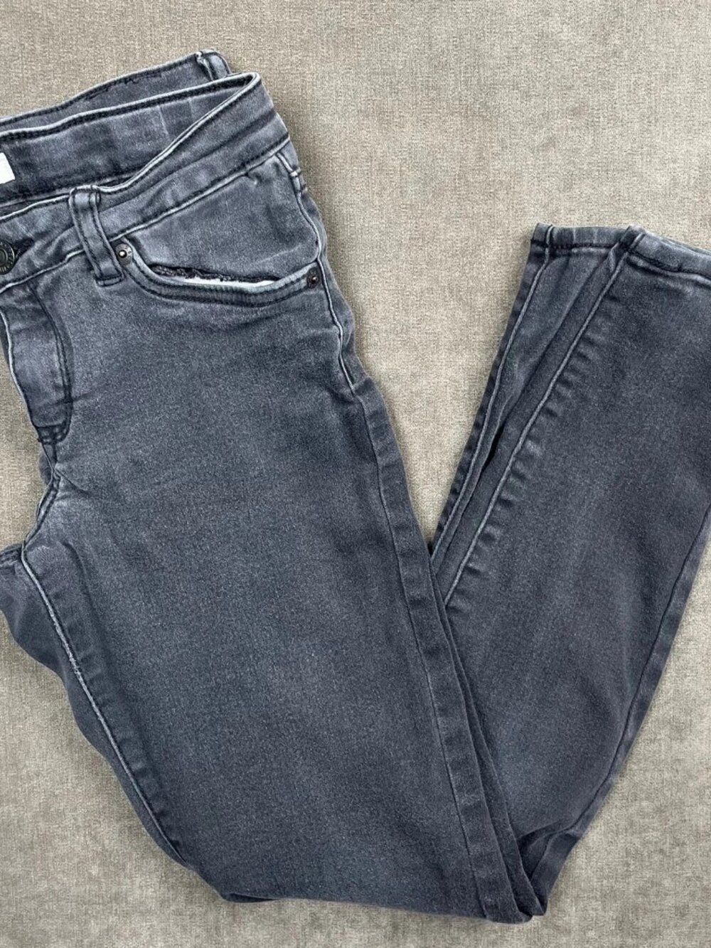 Levi's 710 Supper Skinny Fit Grey Denim White Tab Jeans Women's Size 14